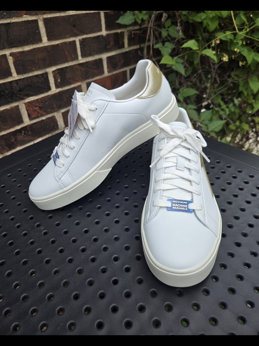 NWT Skechers Eden LX Beaming Glory White Gold Court Sneakers - Women's 9 No Box - Picture 3 of 6